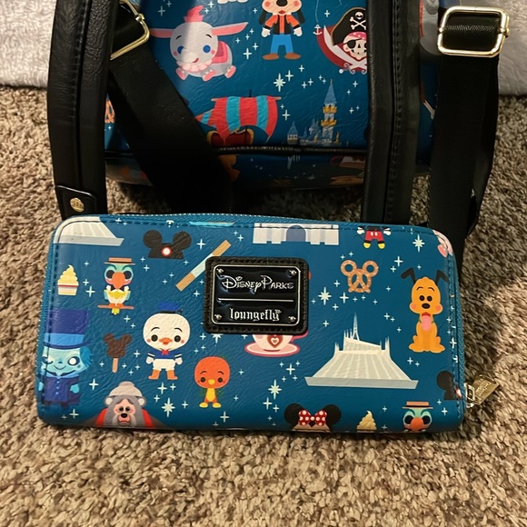 Disney Parks Loungefly Mini Backpack & Matching Wallet - WDW Parks Retro Design - Picture 14 of 16